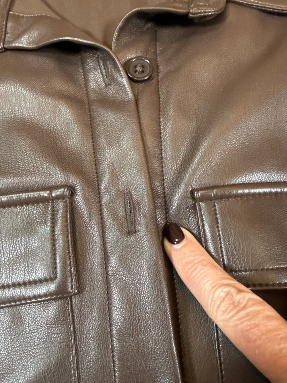 Amanda Uprichard Brown Faux Leather Belted Shirt Dress M Short Sleeve (MM731) - Picture 9 of 10